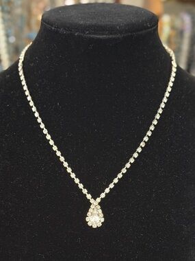 RMN Crystal Teardrop Pendant Necklace - Silver-Tone